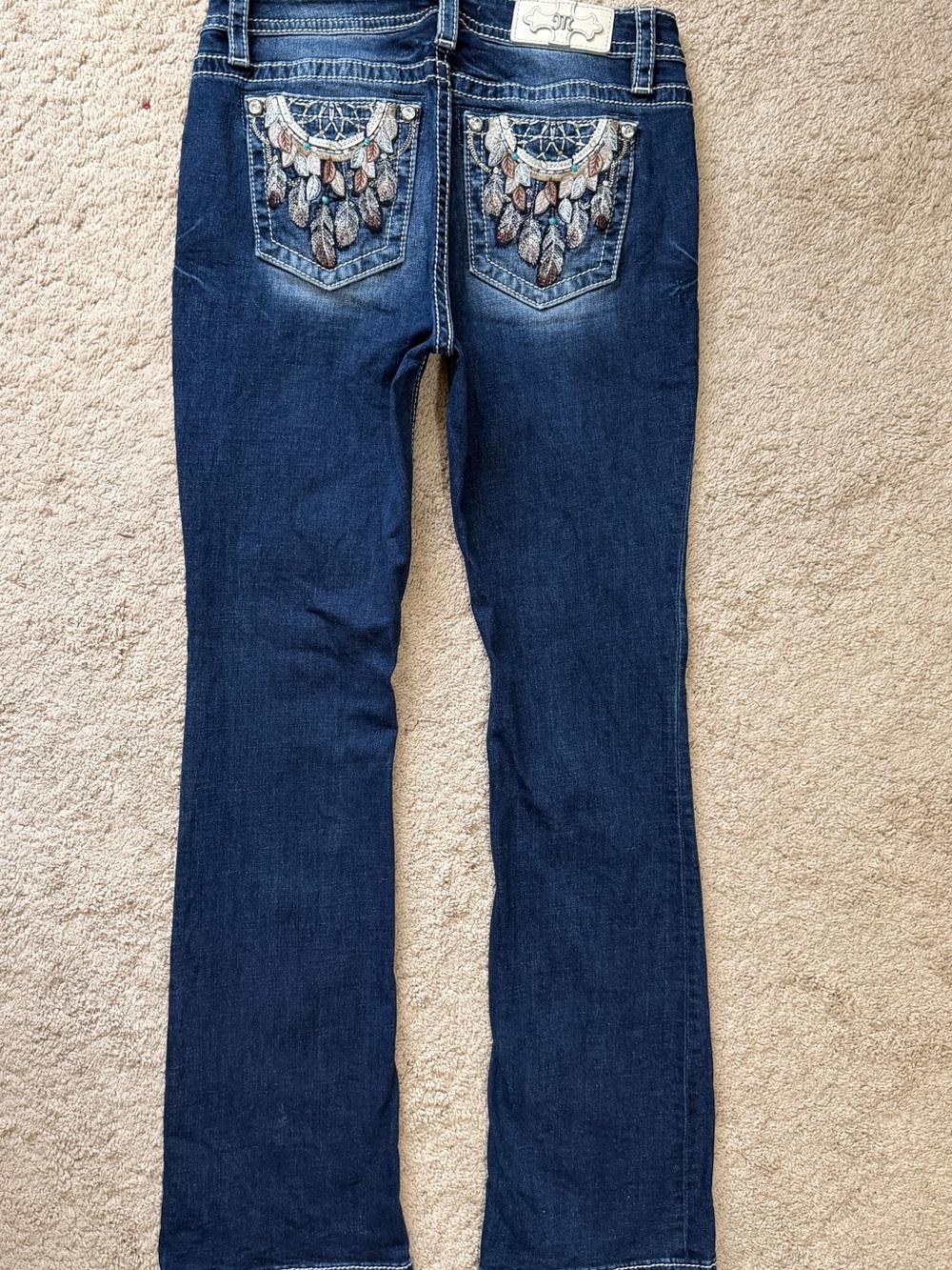 Womens Miss Me Jeans Size 29 Mid Rise Boot Dreamcatcher Y2k Rhinestone Blue - Picture 4 of 12